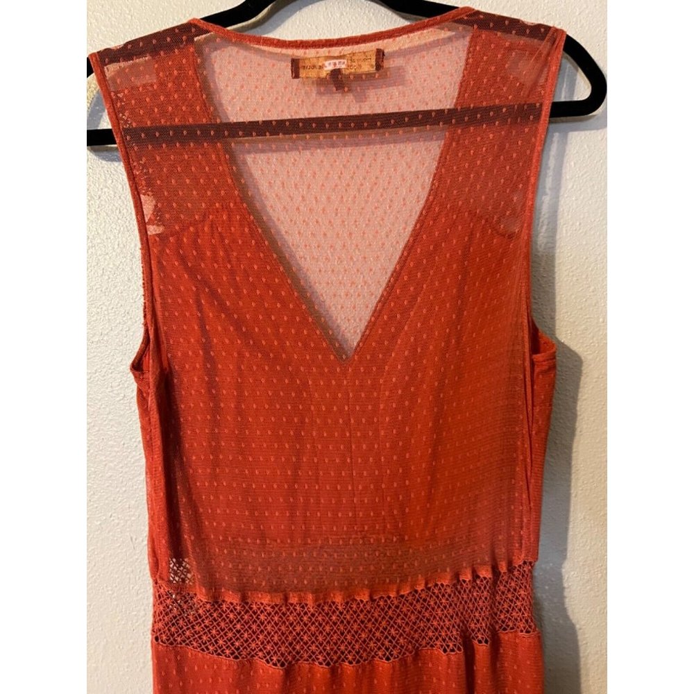 House of Harlow Sheer Tiered Maxi Dress M Medium Burnt Orange Festival - Picture 10 of 15
